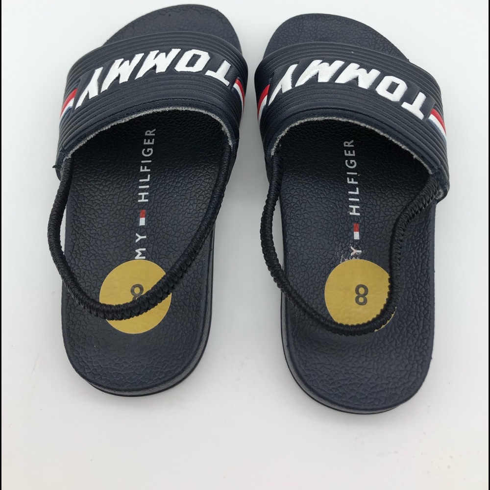 New no tags Kids Tommy Hilfiger Slide Shoes, Dark blue & Red Tommy on the strap